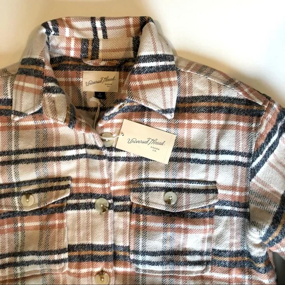 NWT Universal Thread Women's Mid Length Plaid Shirt Jacket, Size Medium - Picture 6 of 14